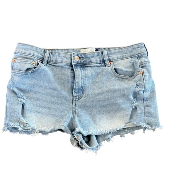 Project Rebel Denim Cutoff Womens Shorts Size 13 Light Wash Distressed Edges - Picture 2 of 4